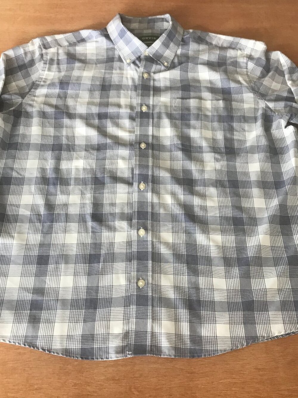Orvis Active Fit Shirt Men XL Gray Plaid Button Down Pocket Long Sleeve Collared